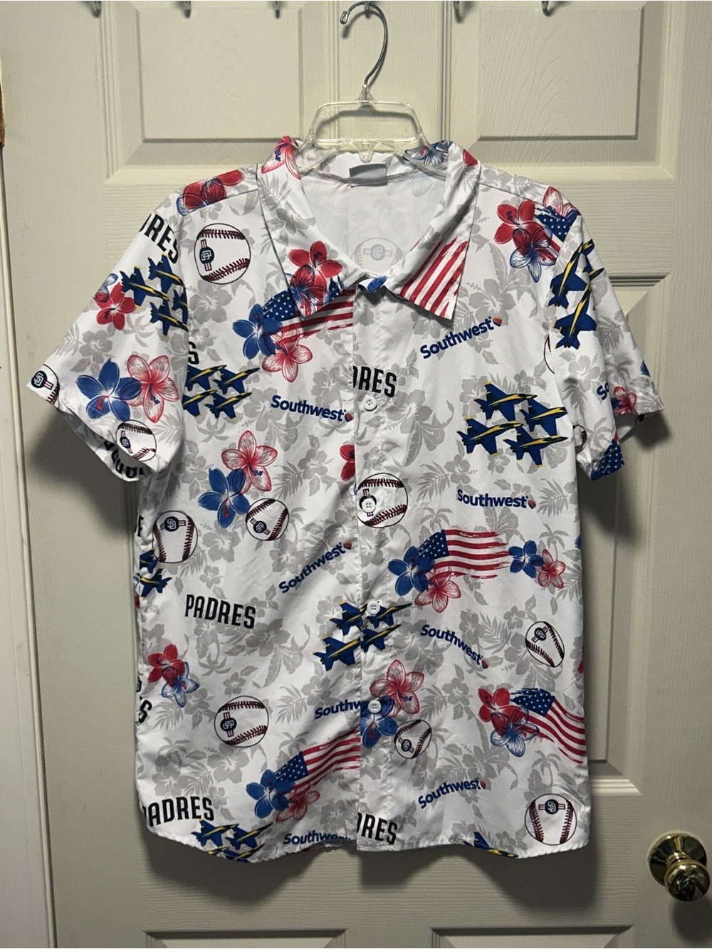 ​San Diego Padres Hawaiian Shirt Large SGA Aloha Southwest Blue Angels White